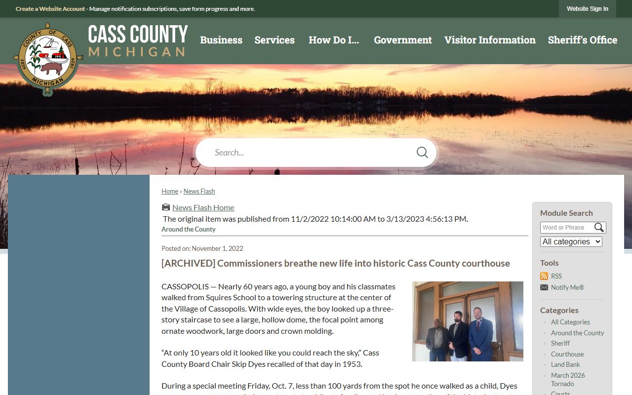 Cass County historic courthouse archive article tied to court records history