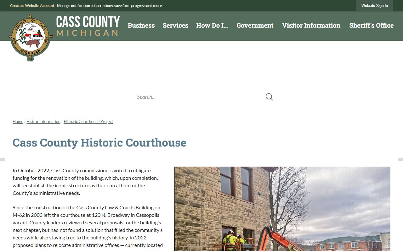 Cass County historic courthouse project page tied to county records offices